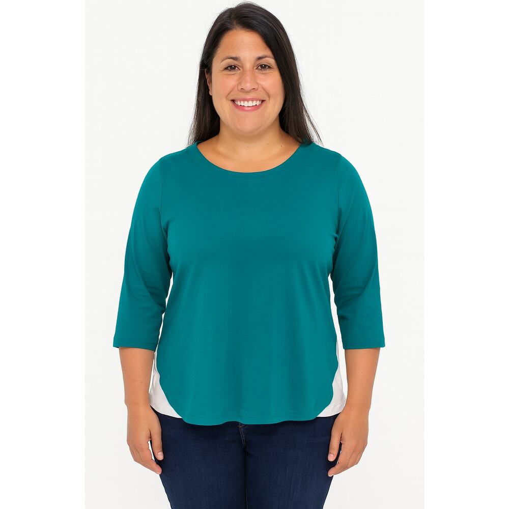 Isaac Mizrahi Essentials Pima Cotton Tulip Hem Top - Size Medium Petite (NWOT):